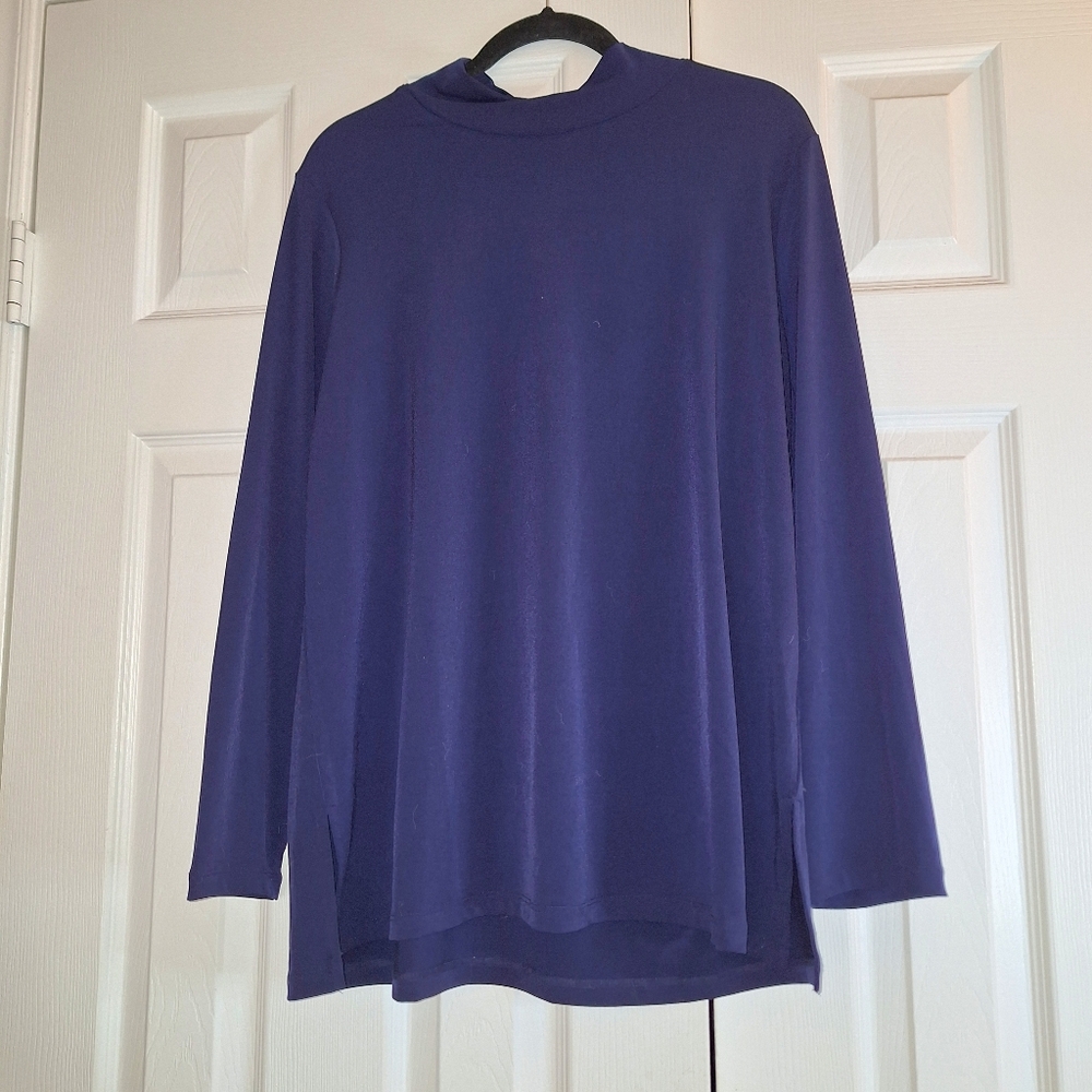 SUSAN GRAVER NAVY Long Sleeve Top/Tunic Size XL